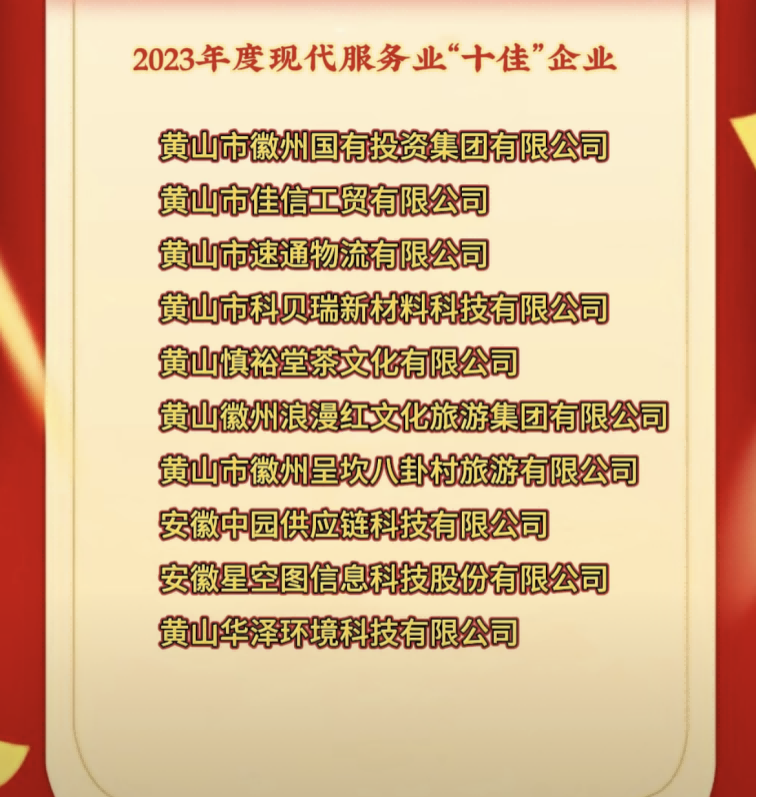 喜報！國投集團榮獲徽州區(qū)2023年度現(xiàn)代服務業(yè)“十佳”企業(yè)榮譽稱號